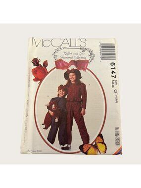 Vintage 1990s McCalls Sewing Pattern 6147 Girls Blouse Pants Hat Size 4-6 Uncut